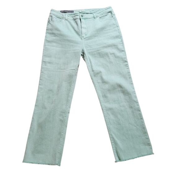 ecru The La Cienega Straight Leg Cropped Green Denim Size 28 - Picture 1 of 8